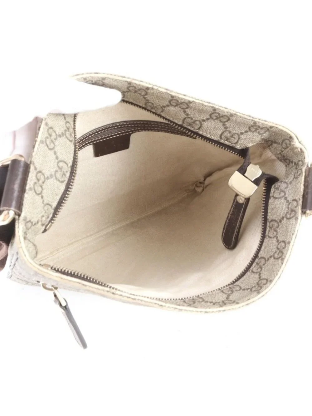 Gucci GG Supreme Leather Shoulder Bag Crossbody Messenger Business Brown
